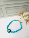 COLAR CHOKER PEDRA NATURAL HOWLITA TURQUESA AZUL E MALAQUITA