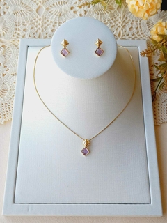 CONJUNTO GEOMETRICO QUADRADO PEDRA NATURAL AMETISTA