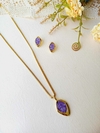 CONJUNTO LOSANGO PEDRA NATURAL AMETISTA