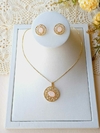 CONJUNTO GEOMETRICO COM PEDRA NATURAL QUARTZO ROSA