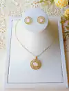 CONJUNTO GEOMETRICO COM PEDRA NATURAL QUARTZO ROSA