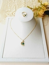 CONJUNTO MEIA LUA COM PEDRA NATURAL AGATHA VERDE