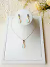 CONJUNTO BANHO OURO 18K E RÓDIO NEGRO PEDRA OPALINA