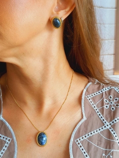 CONJUNTO OVAL MÉDIO COM PEDRA NATURAL SODALITA - comprar online