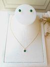 CONJUNTO REDONDO COM PEDRA AGATA VERDE 6,5MM