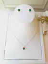 CONJUNTO REDONDO COM PEDRA AGATA VERDE 6,5MM