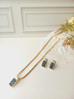 CONJUNTO RETANGULAR PEDRA NATURAL PIRITA - loja online