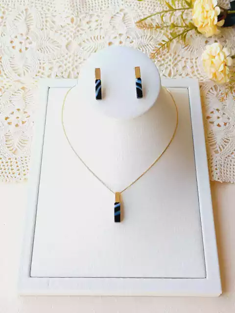 CONJUNTO CHAPA PEDRA NATURAL AGATHA NEGRA