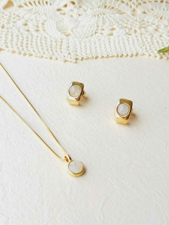 CONJUNTO COM PEDRA NATURAL RUTILO - Cordão de Luz Joias Finas