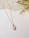 COLAR OVAL COM APLICAÇÕES EM ZIRCONIAS PEDRA NATURAL QUARTZO ROSA