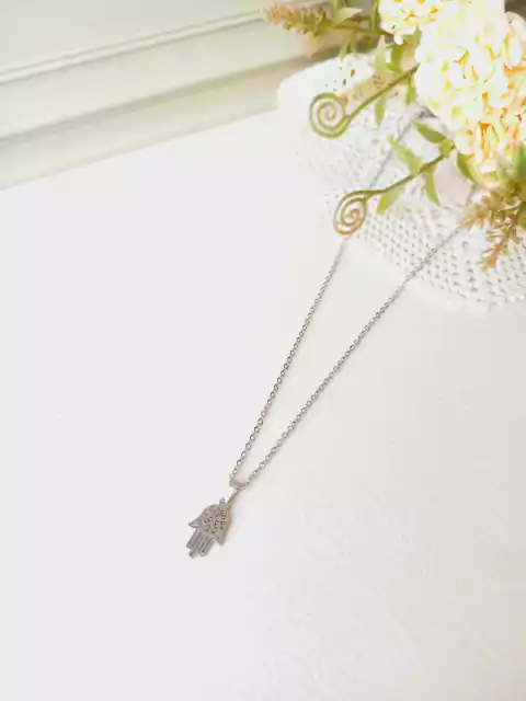 COLAR EM AÇO INOXIDÁVEL MAO DE FÁTIMA OU HAMSÁ