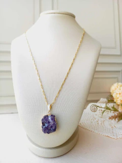 COLAR DRUSA PEDRA NATURAL AMETISTA - loja online