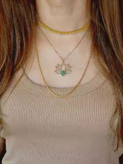 COLAR FLOR DE LÓTUS COM PEDRA NATURAL AMETISTA - loja online