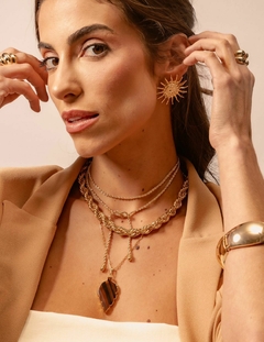 COLAR FOLHA COM PEDRA NATURAL ÁGATA - comprar online