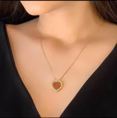 COLAR HOOPONOPONO COM PEDRA NATURAL AGATHA VERMELHA - comprar online