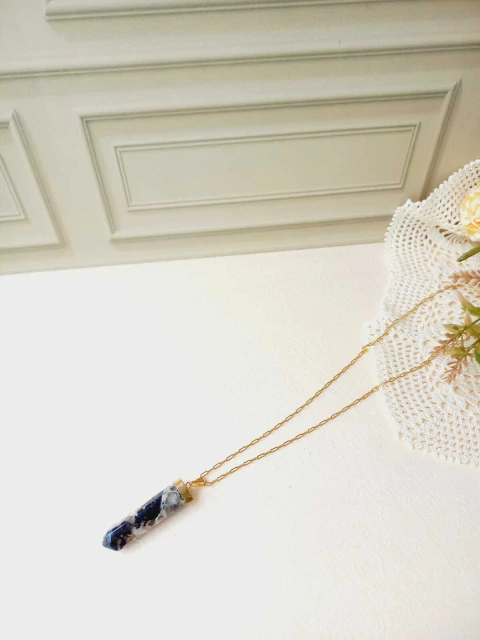 COLAR PONTA PEDRA NATURAL LEOPARDITA - comprar online