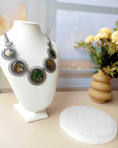 Imagem do MAX COLAR MANDALA DE CONCHA DE ABALONE EM PRATA VINTAGE