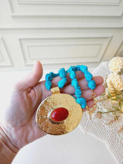 Imagem do MAX COLAR EM HOWLITA TURQUESA