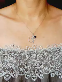 COLAR OM PRATA 925 COM PEDRA NATURAL AMETISTA na internet