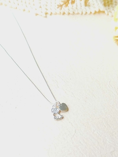 COLAR PINGENTE PET COM CORACAO EM PRATA 925