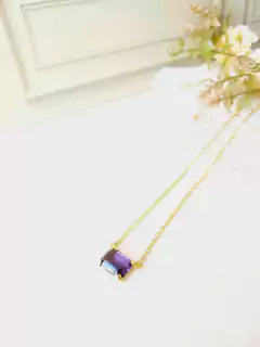 COLAR RETANGULAR PEDRA NATURAL AMETISTA