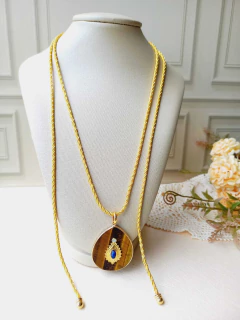 COLAR FIO MARROQUINO PINGENTE OLHO DE TIGRE - loja online