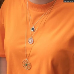 COLAR MEDIO CUBO DE METATRON COM PEDRA NATURAL AMETISTA - Cordão de Luz Joias Finas