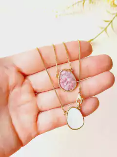 ESCAPULARIO PEDRAS NATURAIS SELENITA E RODONITA - comprar online