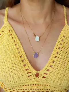 ESCAPULARIO PEDRAS NATURAIS SELENITA E AMETISTA - comprar online