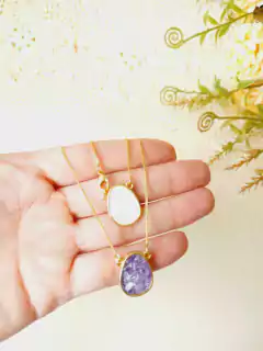 ESCAPULARIO PEDRAS NATURAIS SELENITA E AMETISTA na internet