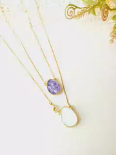 ESCAPULARIO PEDRAS NATURAIS SELENITA E AMETISTA - loja online