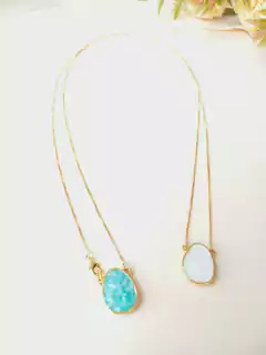 ESCAPULARIO PEDRAS NATURAIS SELENITA E AMAZONITA VERDE na internet