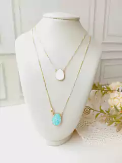 ESCAPULARIO PEDRAS NATURAIS SELENITA E AMAZONITA VERDE - comprar online