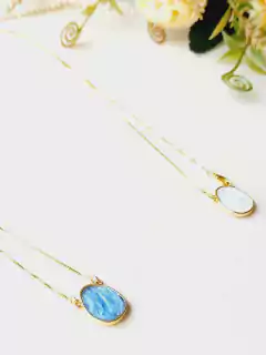 ESCAPULARIO PEDRAS NATURAIS SELENITA E CIANITA - Cordão de Luz Joias Finas