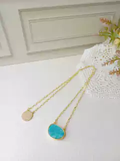 ESCAPULARIO MANTA ENTREGO, CONFIO, ACEITO, AGRADEÇO COM PEDRA NATURAL AMAZONITA VERDE