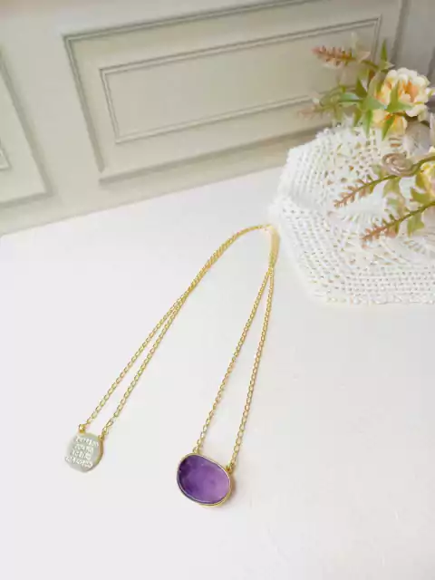 ESCAPULARIO MANTA ENTREGO, CONFIO, ACEITO, AGRADEÇO COM PEDRA NATURAL AMETISTA