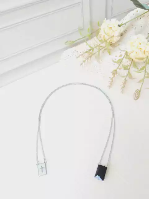 ESCAPULÁRIO EM AÇO INOXIDÁVEL PEDRA NATURAL ONIX