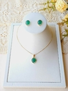 CONJUNTO REDONDO GOTA COM PEDRA NATURAL AGATHA VERDE