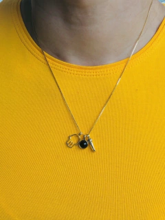 COLAR TRÊS PINGENTES REMOVIVEIS PIMENTA HAMSÁ AGATHA NEGRA - Cordão de Luz Joias Finas