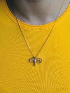 Imagem do COLAR TRÊS PINGENTES REMOVIVEIS PIMENTA ARVORE DA VIDA QUARTZO ROSA