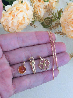 COLAR TRÊS PINGENTES REMOVIVEIS PIMENTA TREVO AGATHA VERMELHA - loja online