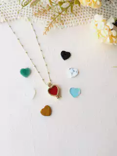 Imagem do COLAR RELICÁRIO CORAÇÃO 7 PEDRAS NATURAIS