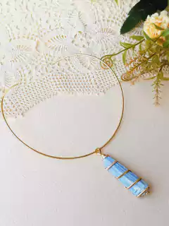 CHOKER COM PEDRA NATURAL CIANITA AZUL