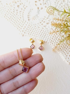 CONJUNTO GEOMETRICO QUADRADO PEDRA NATURAL AMETISTA na internet