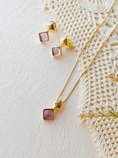 CONJUNTO GEOMETRICO QUADRADO PEDRA NATURAL AMETISTA - loja online
