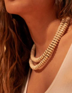 Imagem do COLAR CHOKER DISCOS DE HEMATITA E HOWLITA BEGE