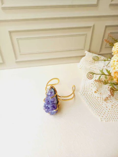 MAX BRACELETE AJUSTÁVEL PEDRA NATURAL DRUSA AMETISTA - loja online