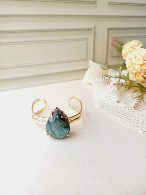 MAX BRACELETE AJUSTÁVEL GOTA PEDRA NATURAL LABRADORITA - comprar online