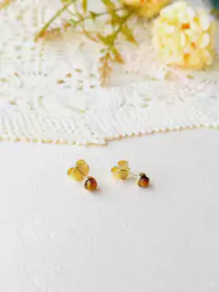 BRINCO PONTO DE LUZ PEDRA NATURAL OLHO DE TIGRE - Cordão de Luz Joias Finas