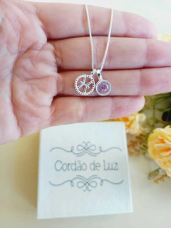 COLAR PRATA 925 SIGNO DE PEIXES COM PEDRA NATURAL AMETISTA - comprar online